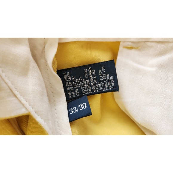 Polo Ralph Lauren Mens Preston Pants Yellow Straight Chinos Vtg 90s Size 33X30 - Picture 5 of 8